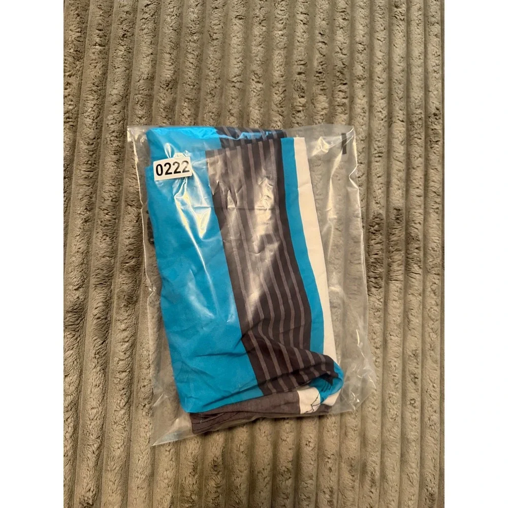 Quiksilver Mens Striped Board Shorts Blue Grey Black Swim Trunks Size 36 x 20